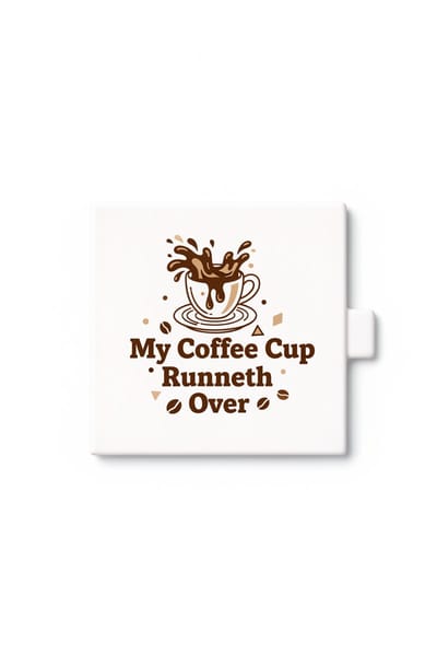 Grappige Koffie Keramische Tegel – My Coffee Cup Runneth Over Decoratieve Cadeau Tegel voor Koffieliefhebbers