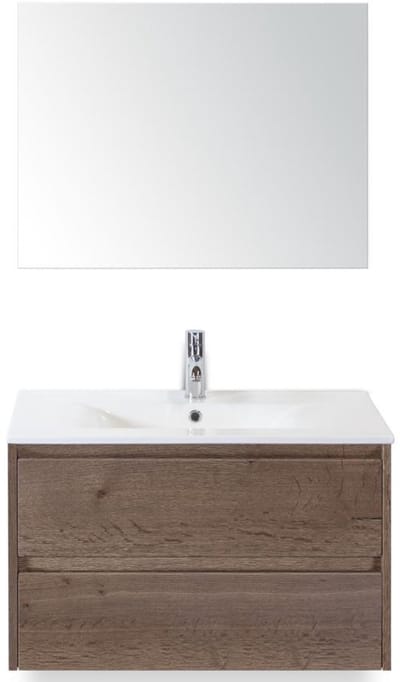 Dante Badmeubelset 80 cm - Tabacco - Keramische Wastafel Wit Enjoy met Spiegel