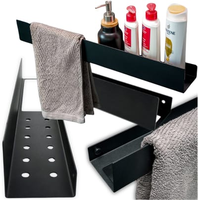 Zolta - Wandplank - Zwart - 60 cm - Loft Stijl - Met Perforatie