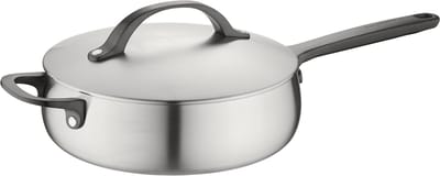 BergHOFF Home Belly Hapjespan 24 cm – PFAS-Vrije Stoofpan met Deksel– RVS Sauteerpan Inductie 24 cm - Geschikt voor Inductie, Gas, Elektrisch en Keramisch – Ovenbestendige Pan - Vaatwasserbestendige Pan – Luxe Hoge Bakpan 3,2 l – Smokey Black