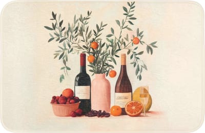 Badmat 60x40 cm - Antislip - Wijnflessen - Takken - Sinaasappels - Badmatten voor badkamer - Badkamermat - Douchemat - Badkamer mat