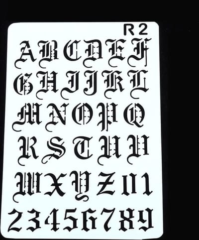 Hiden - Old English Letter Template - Leren Tekenen - Tekenen voor volwassenen - Sjabloon - Tattoo