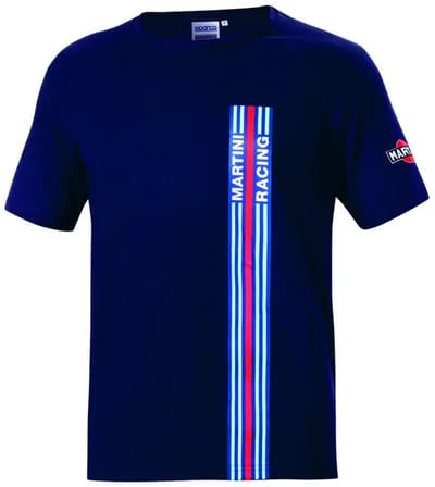 Sparco Martini Racing Big Stripes Martini Racing T-Shirt - Marineblauw/Wit/Zwart — XXXL