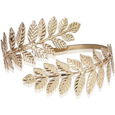 Bracelet en métal grec et romain en feuille de laurier, brassard pour le haut du bras or