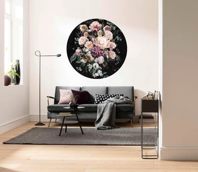 Fotobehang - Enchanted Flowers 125x125cm - Rond - Vliesbehang - Zelfklevend