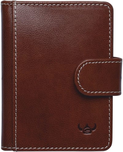 Golden Head Leren kaarthoes Bari RFID Protect Kartenetui mit Riegel 4516 Cognac bruine