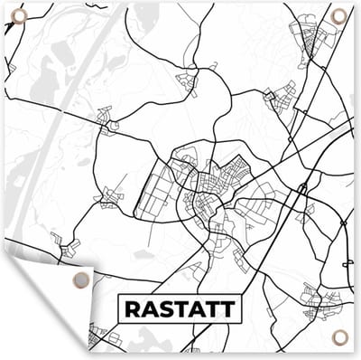 Tuin poster Rastatt - Kaart - Plattegrond - Stadskaart - 200x200 cm - Tuindoek