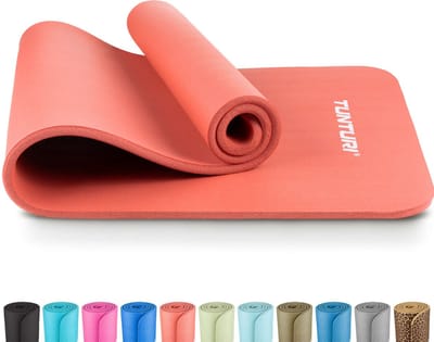 Tunturi NBR Yogamat Anti Slip - Fitnessmat Extra dik & zacht - Sportmat - 180x60x1.5cm - Incl Trainingsapp - Rose Goud