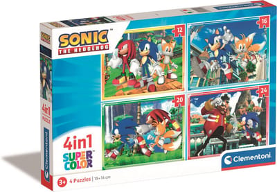 Clementoni - Puzzel 4-in-1 - Sonic de Egel - Kinderpuzzel - Vanaf 3 jaar