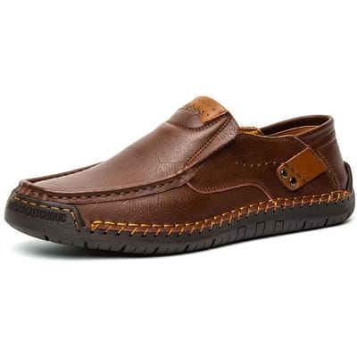Lente Nieuwe Ademende Schoenen Heren Leer Casual Schoenen Trendy Alles-Passende Zachte Zool Luilaksschoenen Heren 48 donkerbruine kleur