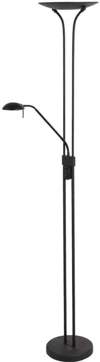 Vloerlamp Biron 7500ZW Zwart - Draaibaar en kantelbaar, verstelbare hoogte, kunststof/glas/metaal, 180 cm hoog, Mexlite