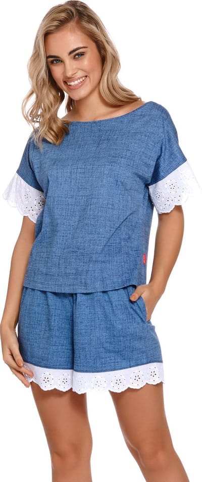 Doctor Nap Pyjama Dames Volwassenen | Korte Mouw Korte Broek | Pyama Dames Volwassenen | Shortama Dames | Jeans Kort PM.4205 M