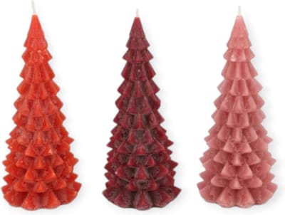 Daan Kromhout - Kerstboom kaarsen - Set/3 - Rood tinten - 8x16cm