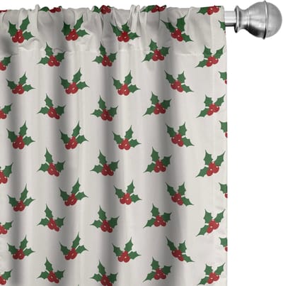 ABAKUHAUS Gordijnen – Hulstbessen – 2x75x225 cm – Mikrofaser – Halfverduisterend – Rood Groen Wit