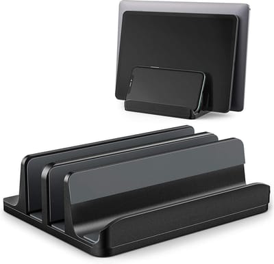 YONO Laptop Standaard Verticaal – Laptophouder geschikt voor Macbook - Verticale - XL - Metaal - Zwart