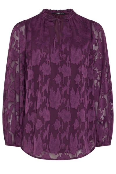 Yours Paarse Blouse Met Bloemenprint En Ruchekraag Size 42