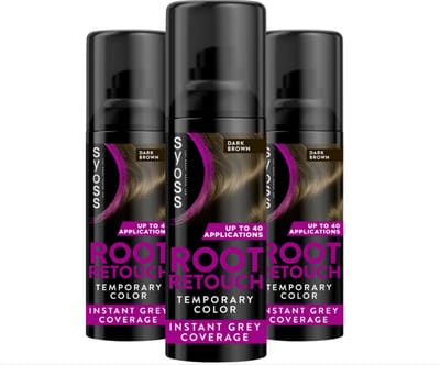 SYOSS Root Retouch Uitgroeispray - Donkerbruin - Haarverf - Haarspray - Dagelijk Gebruik - Gerichte Toepassing - Bruine Tot Donkerbruine Haarkleuren -Voordeelverpakking - 3x 120ml
