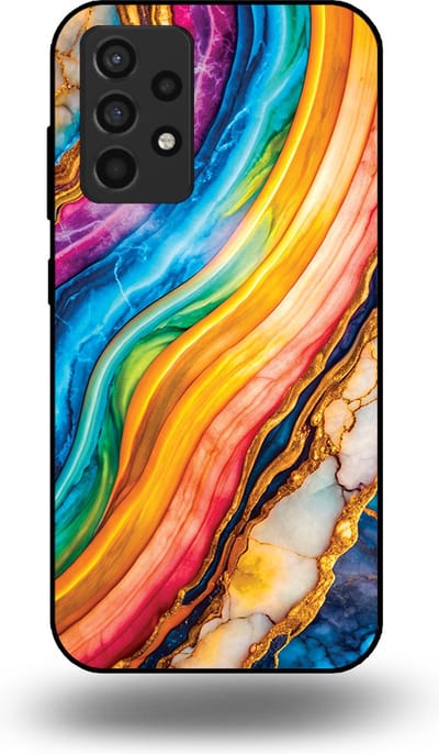 Smartphonica Telefoonhoesje Geschikt voor Samsung Galaxy A52s 5G met Regenboog Goud Marmer Opdruk - TPU Backcover Case Rainbow Gold Marble Design geschikt voor Samsung Galaxy A52s 5G
