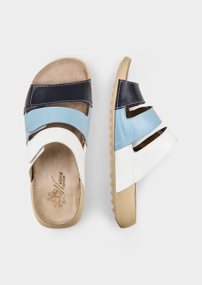 Maritieme sandaaltjes van echt leer - marine / rood / wit - Gr. 36 van Goldner Fashion