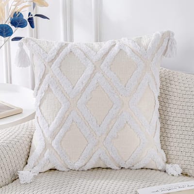 Decoratieve Pluche Sierkussenhoezen Vierkant Boho Woonkamer Bank Wit