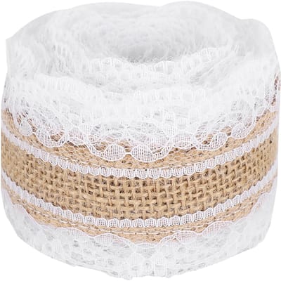 Rouleau de Dentelle et Lin 5 Yards Boîte Cadeau Ruban Couture Vêtements Décoration Ceinture Bricolage Artisanat Fait Main Type 1 white