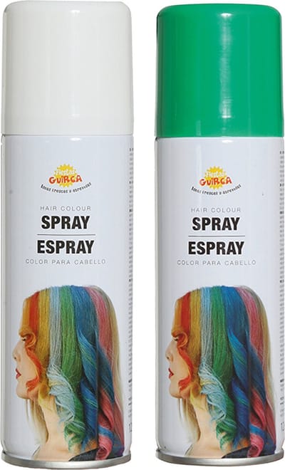 Fiesta Guirca Carnaval verkleed haar verf/spray - groen en wit - spuitbus - 125 ml