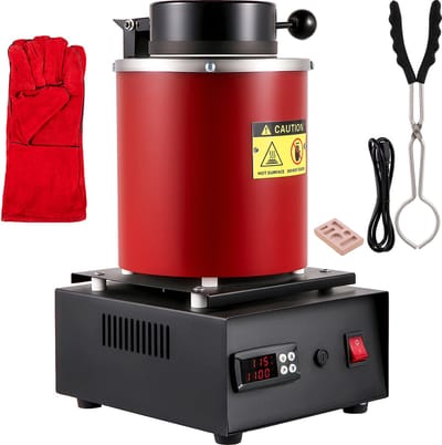 Elektrische Smeltoven 3kg met Keramische Smeltkroes, 1350w, Rood, 1150℃
