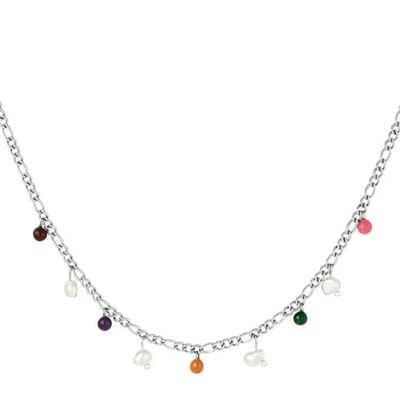Yehwang Ketting gekleurde bedels zilver