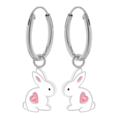 WeLoveSilver - Zilveren kinderoorringen - Konijn met roze hartje