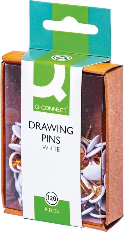 Q-Connect KF02019Q Spijkers met Massieve Kop, 120 stuks, Wit