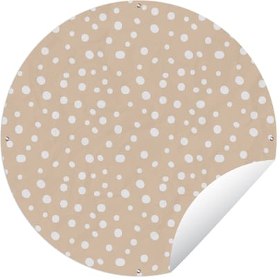 Tuincirkel Design - Stippen - Beige - 60x60 cm - Ronde Tuinposter - Buiten