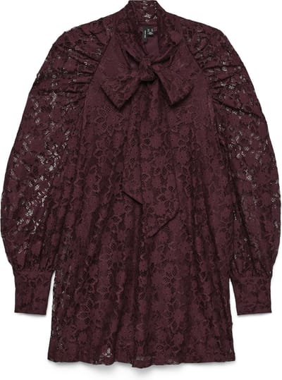 VERO MODA - VMMETA LACE LS SHORT DRESS WVN GA - Dames - Mini jurken