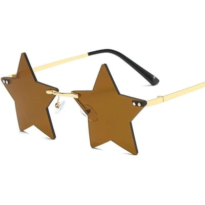 Lunettes de Soleil Forme Étoile Lunettes Pentagramme Amusantes Lunettes Décoration de Noël Lunettes de Fête Lunettes de Soleil Sans Monture As Picture beige