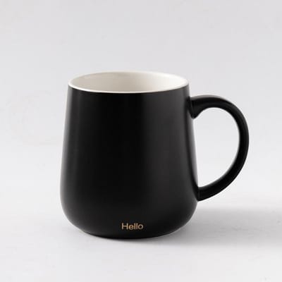 Mug Mat Simple Bureau Rétro Tasse en Céramique avec Couvercle Cuillère Sens du Design Hommes et Femmes Tasse à Eau Grande Capacité 301-400ml black