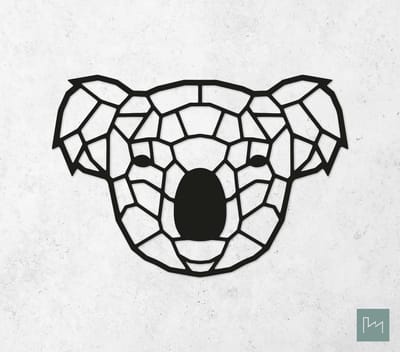 Laserfabrique Wanddecoratie - Geometrische Koala - Small - Zwart - Geometrische dieren en vormen - Houten dieren - Muurdecoratie - Line art - Wall art