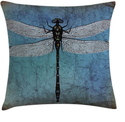 ABAKUHAUS Grunge Kussenhoes Libellen – Turkoois/Donkerblauw – 50x50 cm