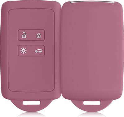 kwmobile autosleutelhoes geschikt voor Renault 4-knops Smartkey autosleutel (alleen Keyless Go) - Siliconenhoes in donkerroze - Sleutelcover