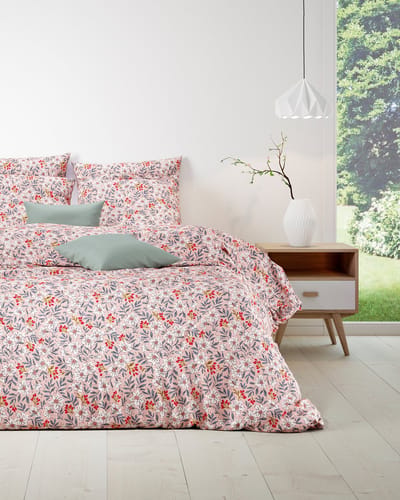 Mistral Home - DEKBEDOVERTREK - katoen renforcé - 140 x 200 cm + 65 x 65 cm - eenpersoons - botanisch - roze
