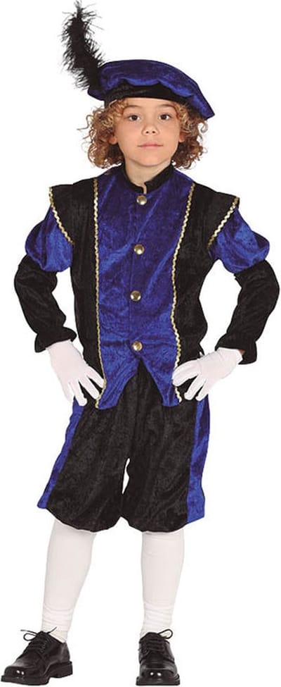 Fiestas Guirca - Pietenpak zwart / blauw 3-4 jaar - Welkom Sinterklaas - Sinterklaas versiering - Sinterklaas intocht - Sinterklaas en Piet -sinterklaas Cadeautjes