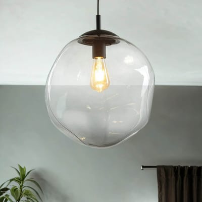 Licht-Erlebnisse - Bosta - Hanglamp - E27 - van - Metaal glas - in - Zwart grafiet