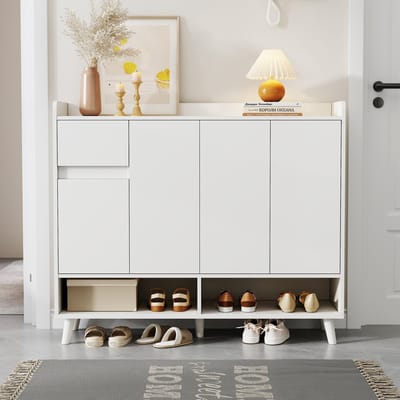 Sideboard - 120x35x99 cm wit - 4 deuren & 1 lade - verstelbare plank - soft-close & anti-kip