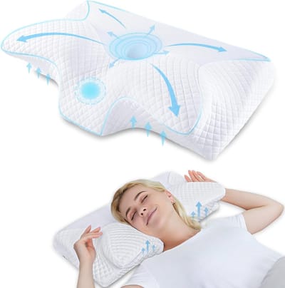 Cervicale Hoofdkussen van Geheugenfoam - Ergonomisch Contour Kussen voor Zij-, Rug- en Buikslapers (Wit, 60 x 35 x 8/12 cm) - Ondersteuning, Comfort en Slaapkwaliteit