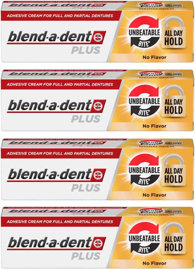 Blend-a-dent Plus Unbeatable - Hechtlijm voor protheses - Sterk, smaakloos, 4-pack