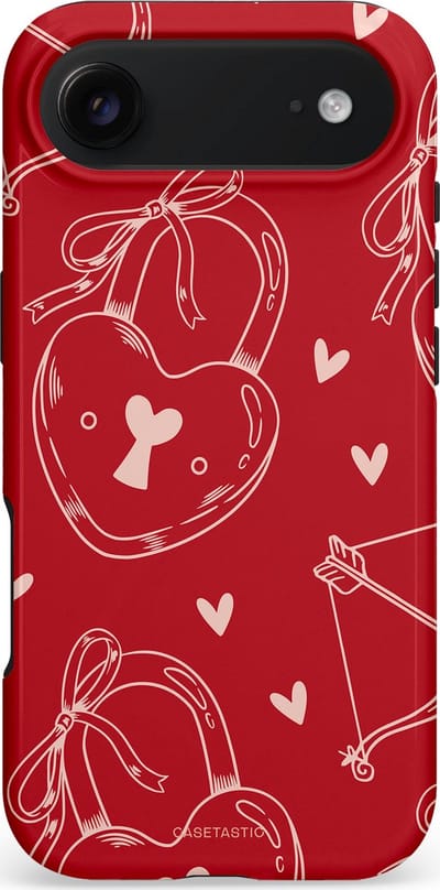 Casetastic hoesje geschikt voor Apple iPhone Air - MagSafe - Dubbellaagse bescherming - Hartendief - Liefdes Slotjes - Valentijn - Valentine - Love - Rood Wit - Fashion Case - Rood Terracotta