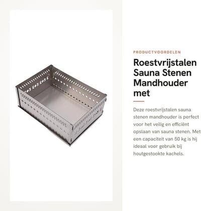 Dailygoods- Sauna Stenen Mandhouder 50 Kg Capaciteit - Roestvrij Staal - Draagbare Houder - Multi-doel - Buitenbenodigdheden - Geschikt voor Houtskool Kachel - Sauna Mand