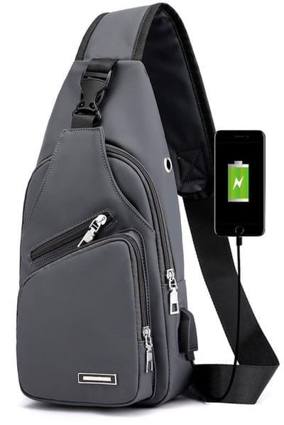 Waterdichte Één-Schouder Messenger Tas - Sling Rugzak Wandelen & Fietsen - Lichtgewicht Outdoor Crossbody Rugtas - Unisex - Grijs