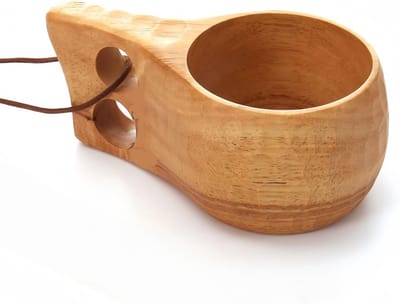 Handgemaakte Scandinavische Kuksa Koffiemok, Draagbare Mok voor Wandelen, Koken en Kamperen, Perfect als Cadeau voor Buitenliefhebbers