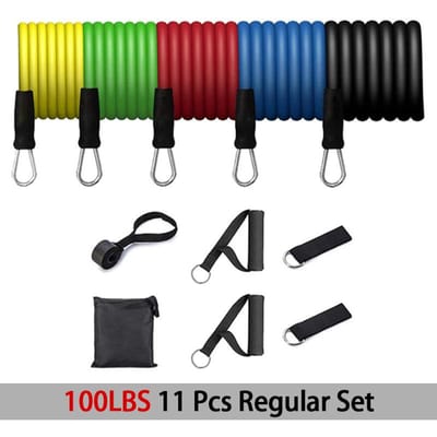 Sport Elastiek voor Fitnessapparatuur Weerstandsbanden Elastische Band voor Optrekken Gym Oefening Training Draagbaar Lichaam Sport GSG-5Color-100LBS black