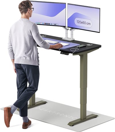 Desktronic HomePro Zit-sta Bureau Elektrisch In Hoogte Verstelbaar, 120x60 cm Groente/Zwart, Stille Dubbele Motor, Hoogte 62-126cm