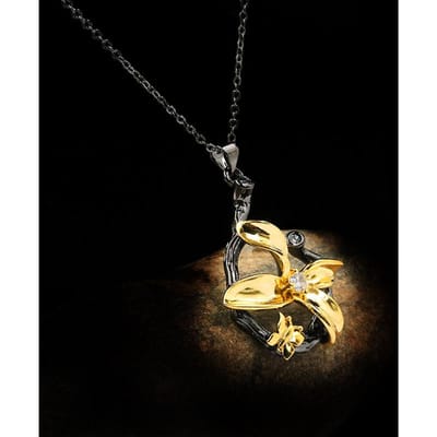 Bijoux Buchi Italiens Tissage Lati Style Doré Noir et Or Bicolore Collier Brossé Fait Main black